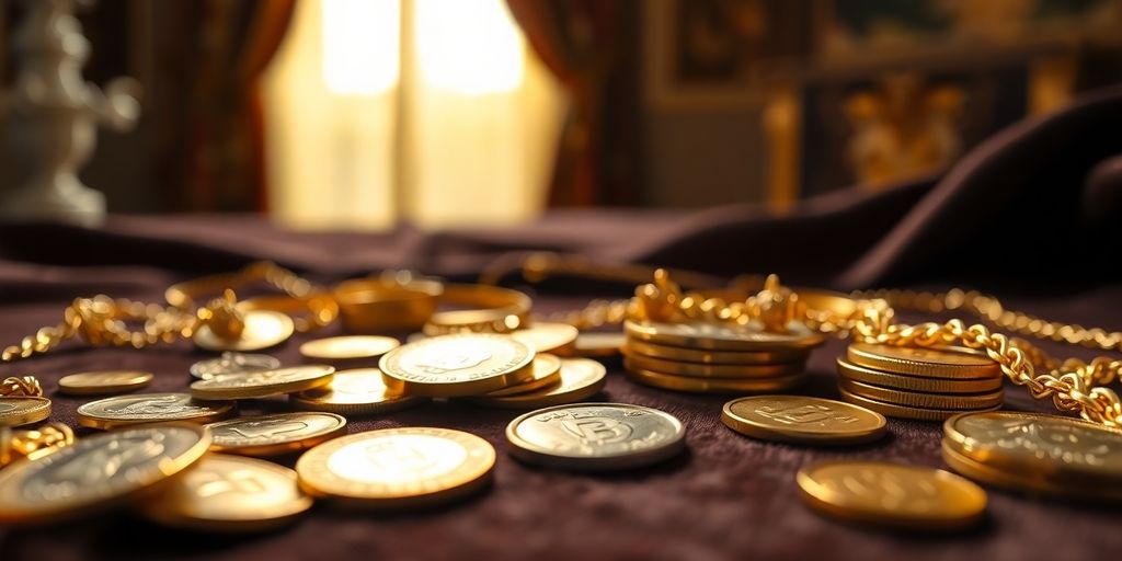 Bijoux en or hérités sur un fond élégant.