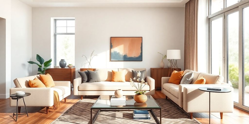 Modern furniture displayed in a bright, inviting living room.