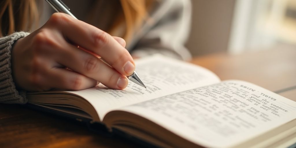 Person journaling, peaceful expression