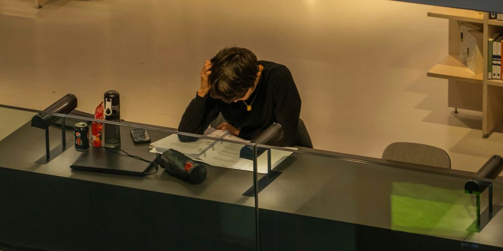 a person sitting at a desk