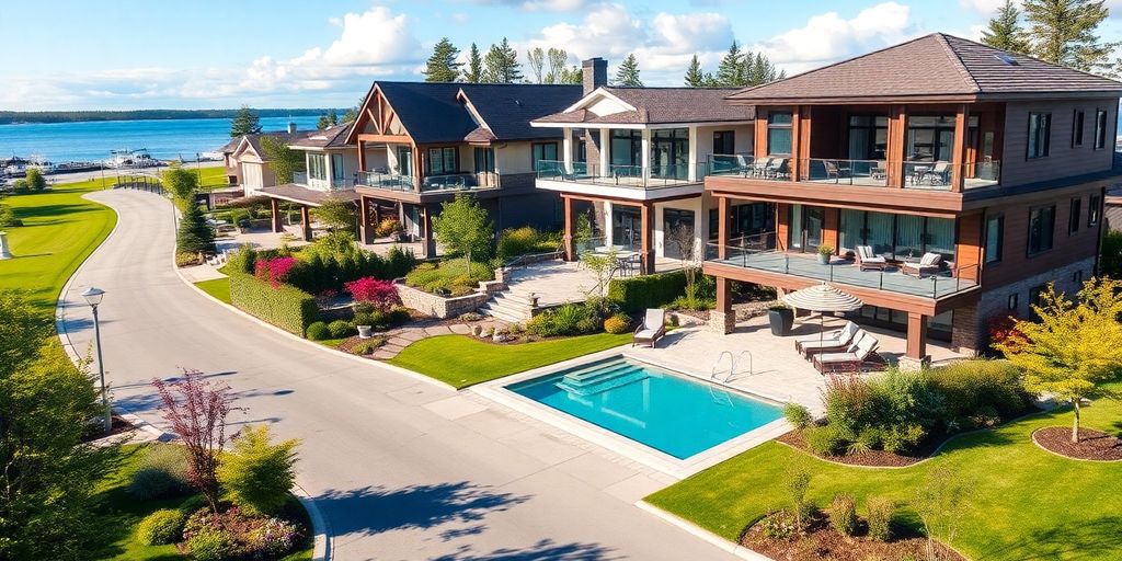 Custom homes with beautiful architecture by Wasaga Beach.