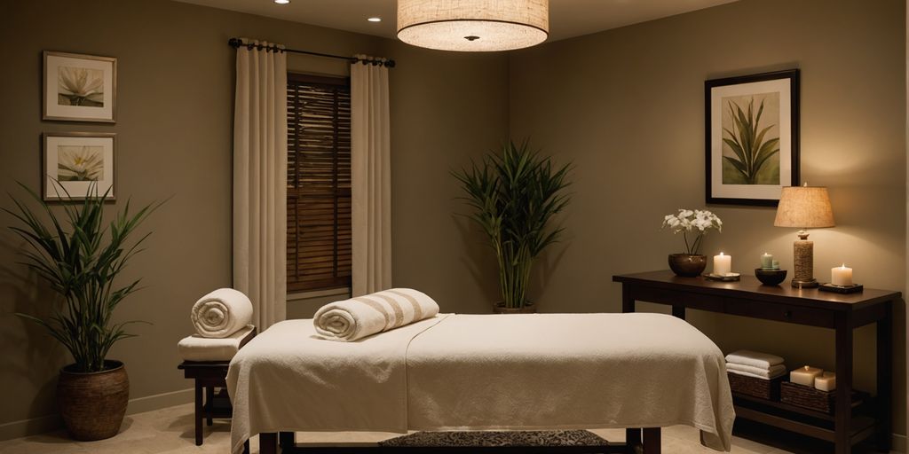 Serene spa room with massage table