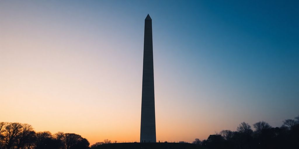 Washington Monument with upward trending growth.