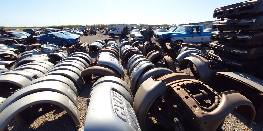 Ford wrecker yard with car parts