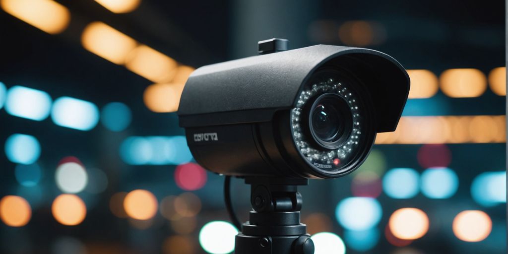 CCTV camera in different lighting, day and night view.