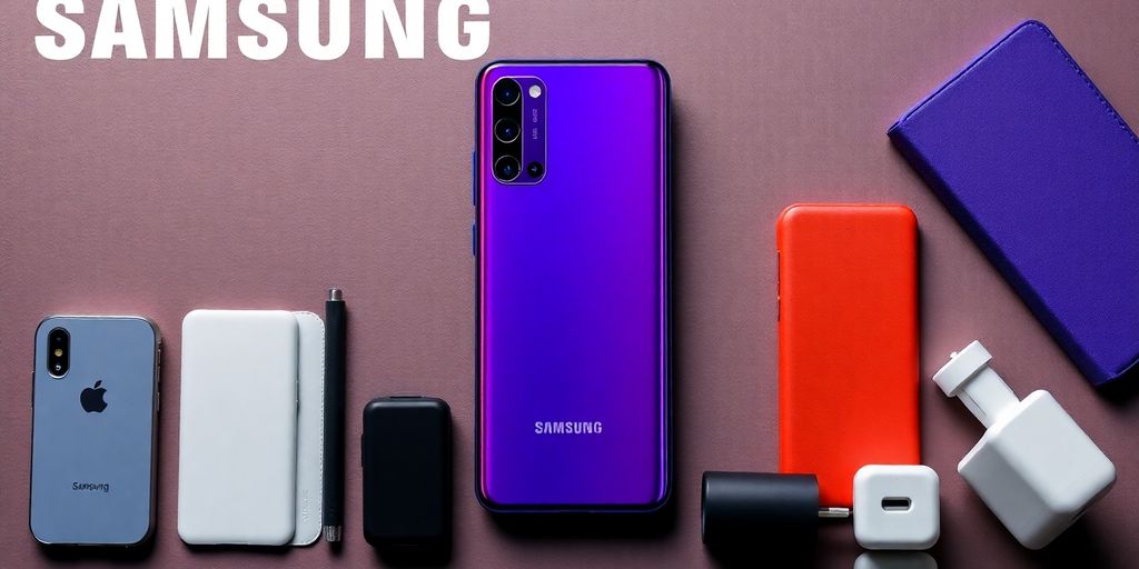 Imagem do Samsung S23 FE com acessórios disponíveis.