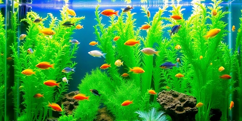 Colorful fish in a tank with Seachem Tidal filter.
