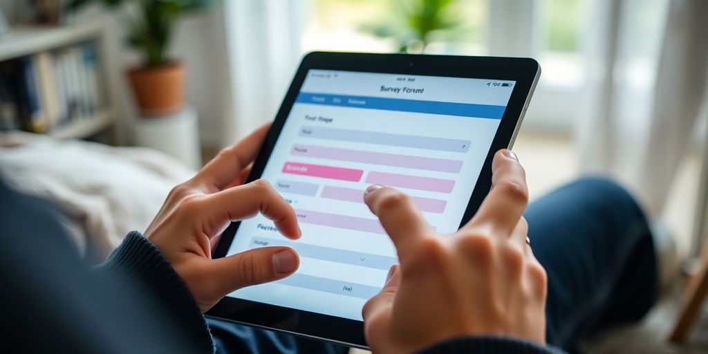 Person completing an online survey.