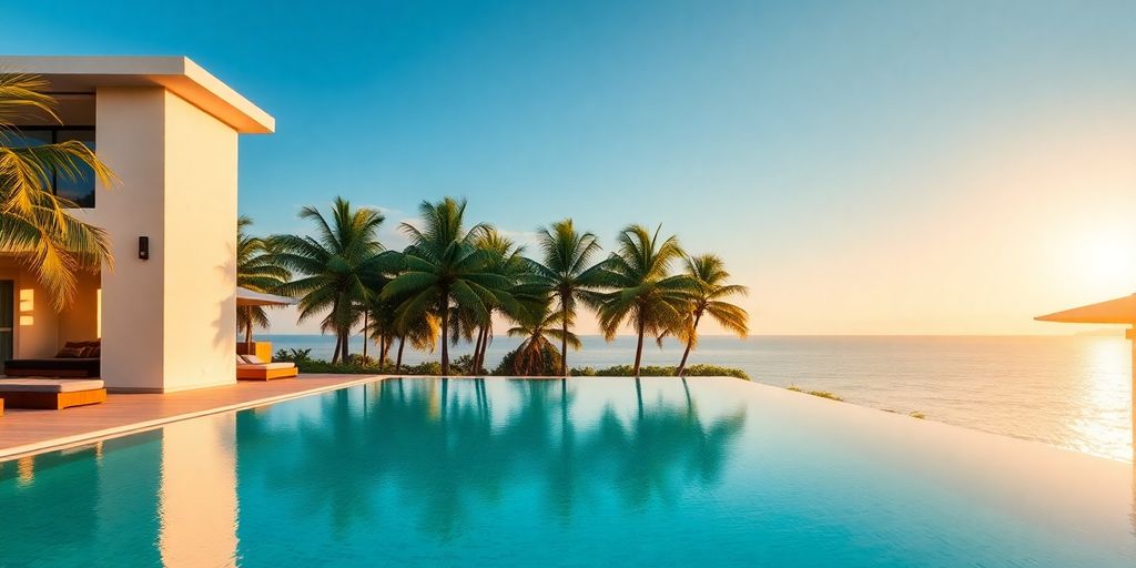 Luxury villa infinity pool, Phuket.