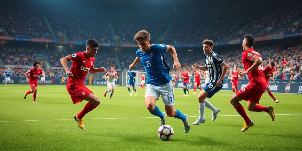 Soccer players competing passionately on the field.
