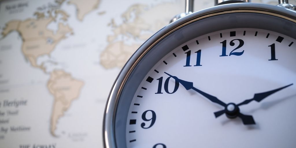 Clock with world map background.