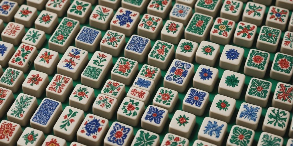Colorful Mahjong tiles with intricate designs