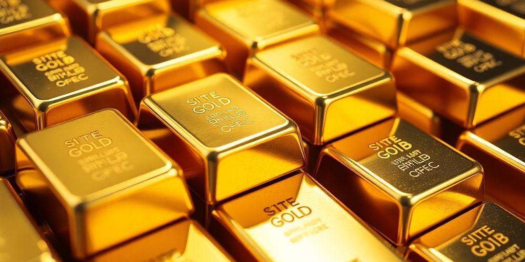 Lingots d'or brillants empilés sur une surface élégante.