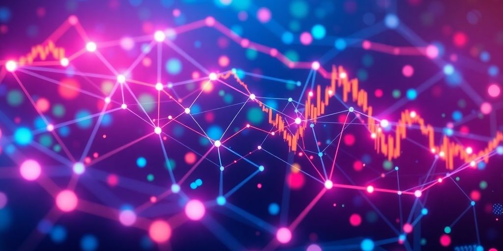 Futuristic digital exchange interface with interconnected nodes.