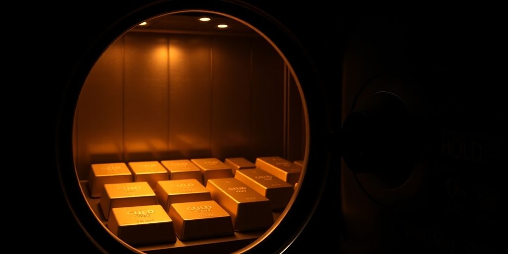 Coffre-fort sécurisé avec des lingots d'or brillants.