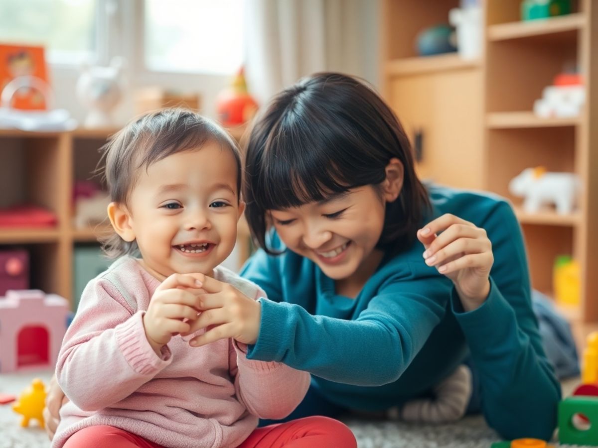 Părinte și copil jucându-se împreună într-un mediu cald.