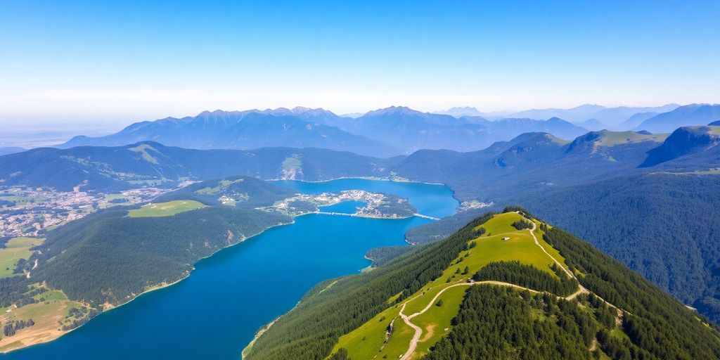 Vue aérienne de Salzkammergut en Autriche.