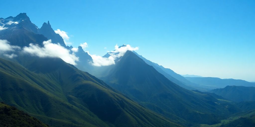 Ua Pou volcanic peaks shrouded in mist.