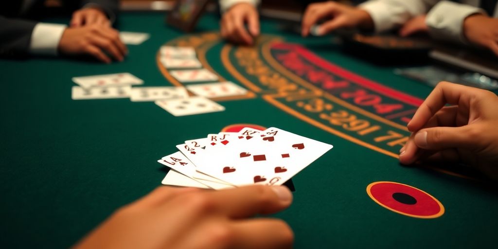 Blackjack hand with dealer's upcard.