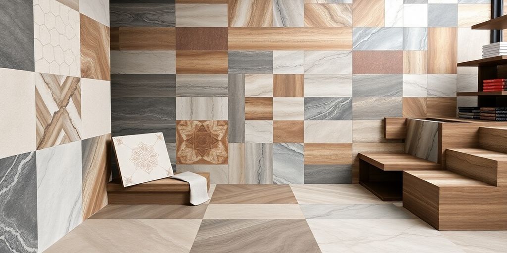 Colorful floor tiles showcasing modern design trends for 2025.