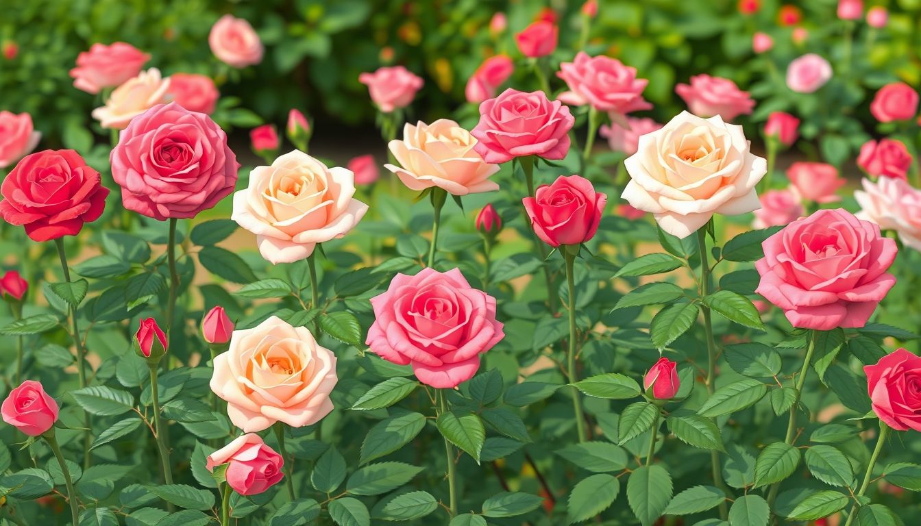 Illustrative image of blooming roses in a garden.