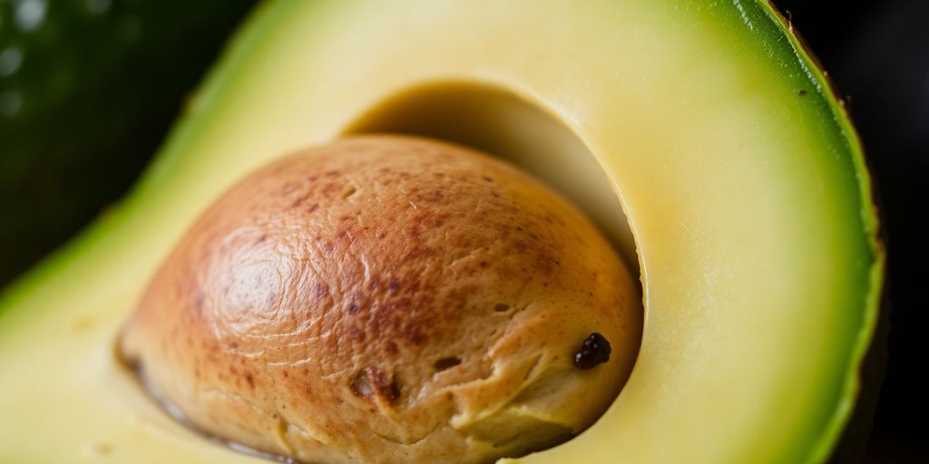 Ripe avocado half with a creamy texture.