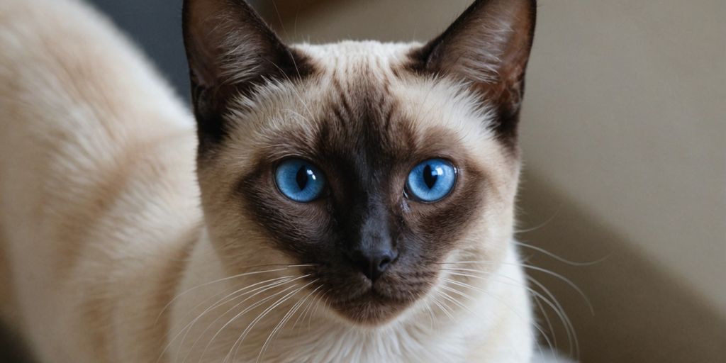 Siamese cat with blue eyes and dark points