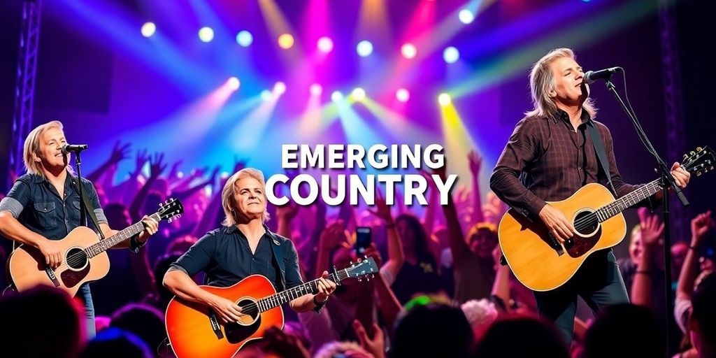 Live performance of emerging country music artists on stage.