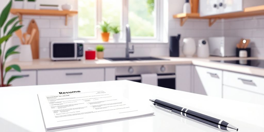 Well-organized home with resume on table