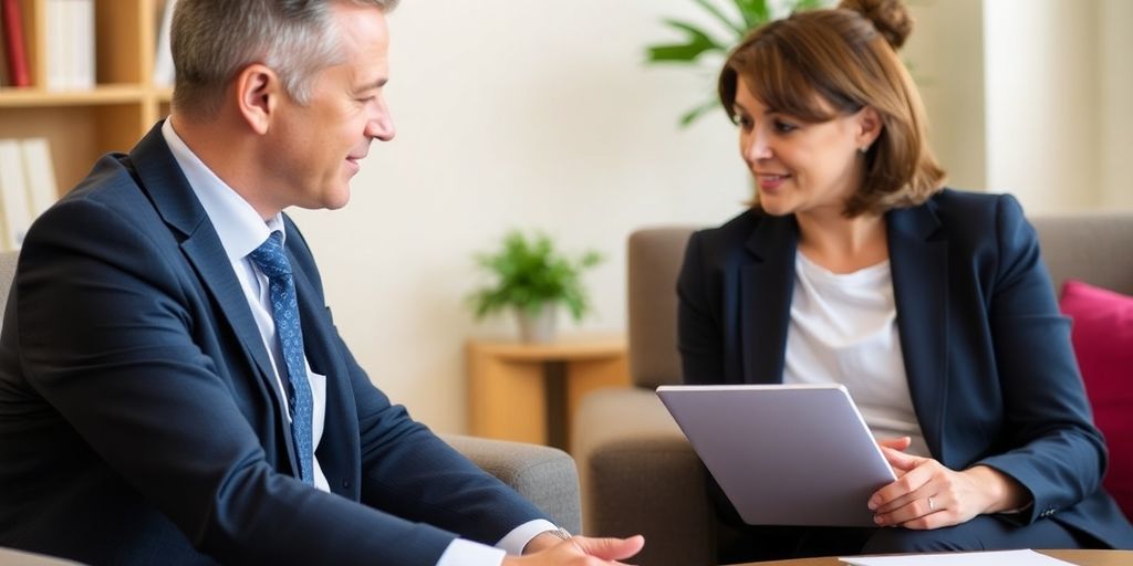 Solicitor consulting with client about head injury compensation.