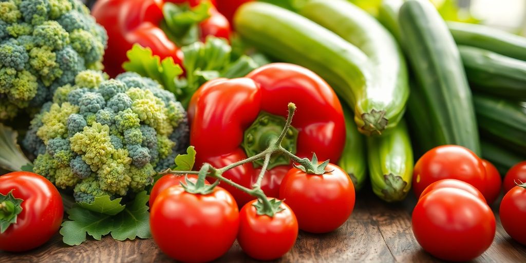 Fresh, vibrant vegetables arranged naturally, ready for a healthy meal.