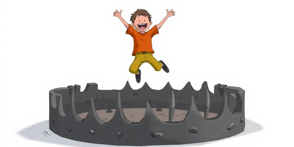 A person escapes a debt trap.