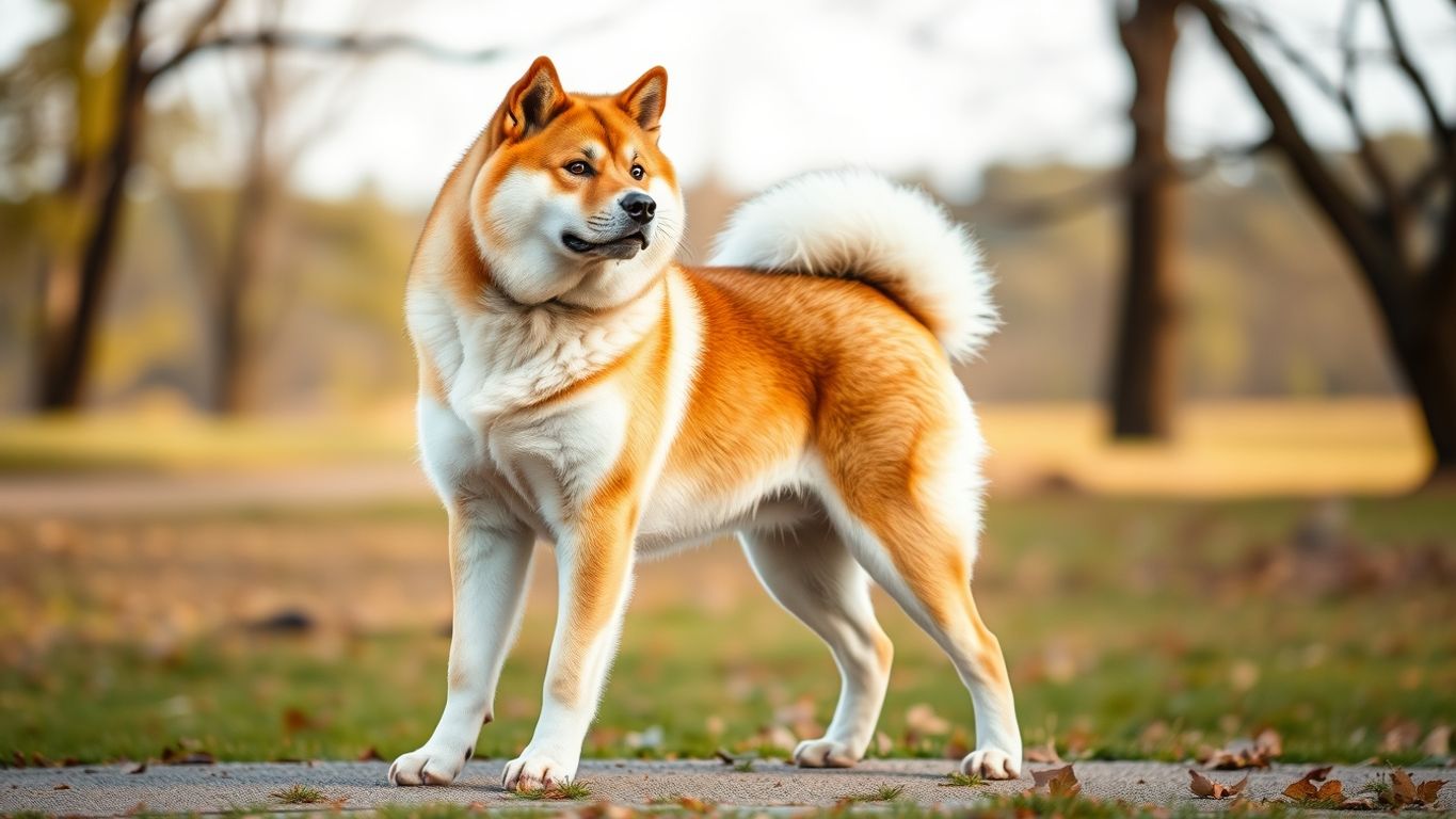 A proud Akita Inu in a natural outdoor setting.