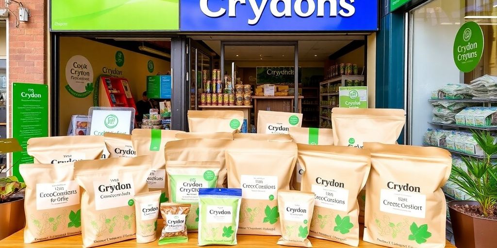 Eco-friendly packaging on Croydon business products.