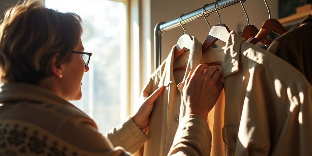 Person shopping for pre-owned clothing.