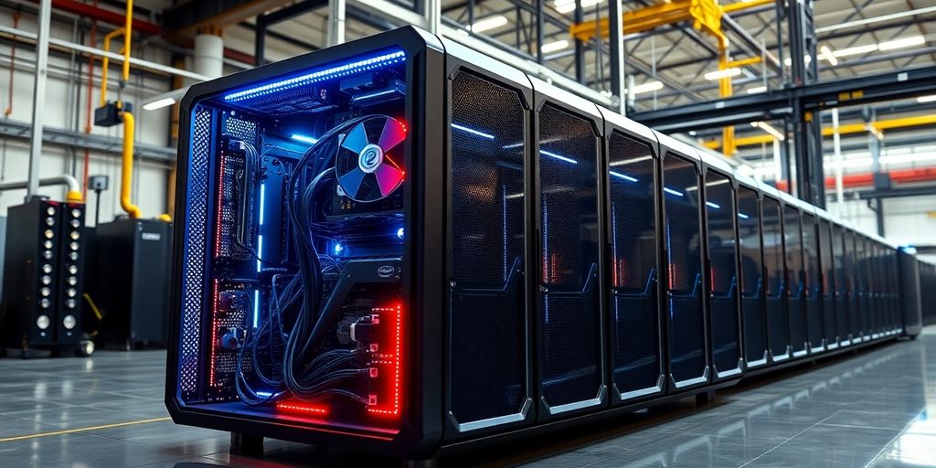 AI supercomputer in a modern tech manufacturing environment.