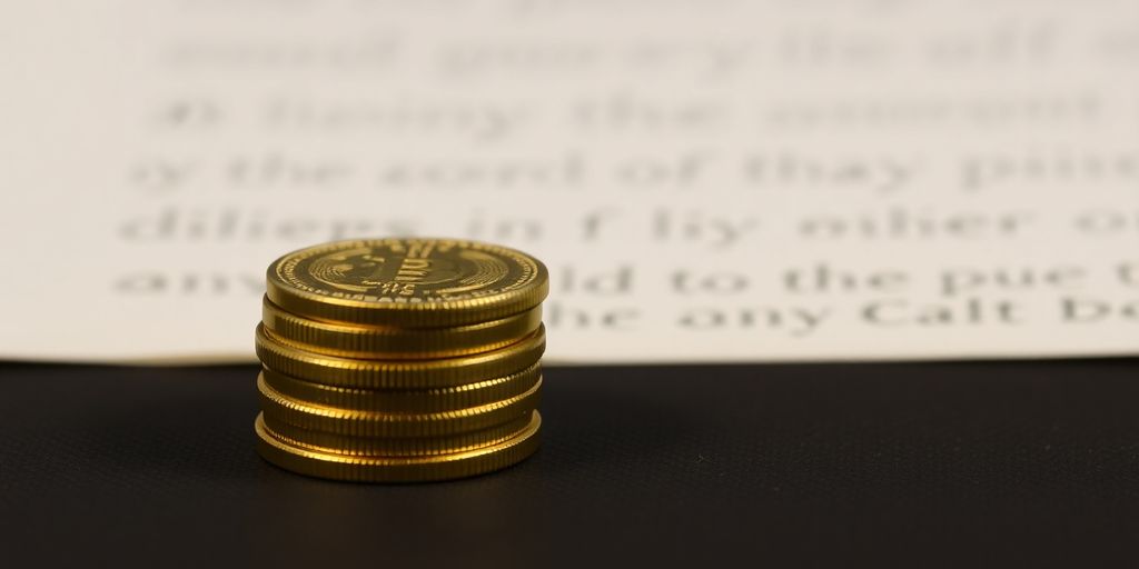 Pièces d'or empilées devant un document fiscal.