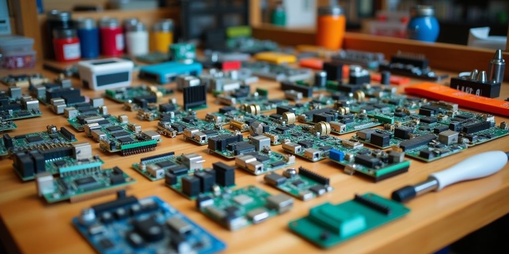 Produktpräsentation bei Conrad mit elektronischen Bauteilen.