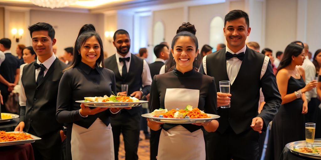 Wait staff serving food