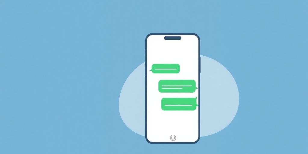 Minimalist smartphone chat interface illustration in soft colors.