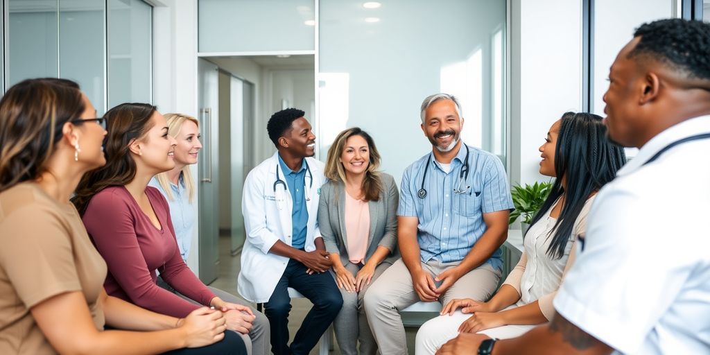 Group discussing health in a medical office