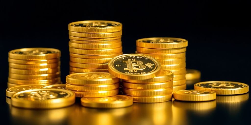 Pièces d'or et lingots sur fond sombre