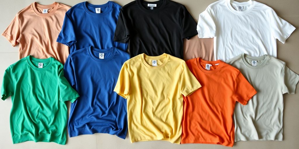 Assorted oversized t-shirts in vibrant colours and styles.