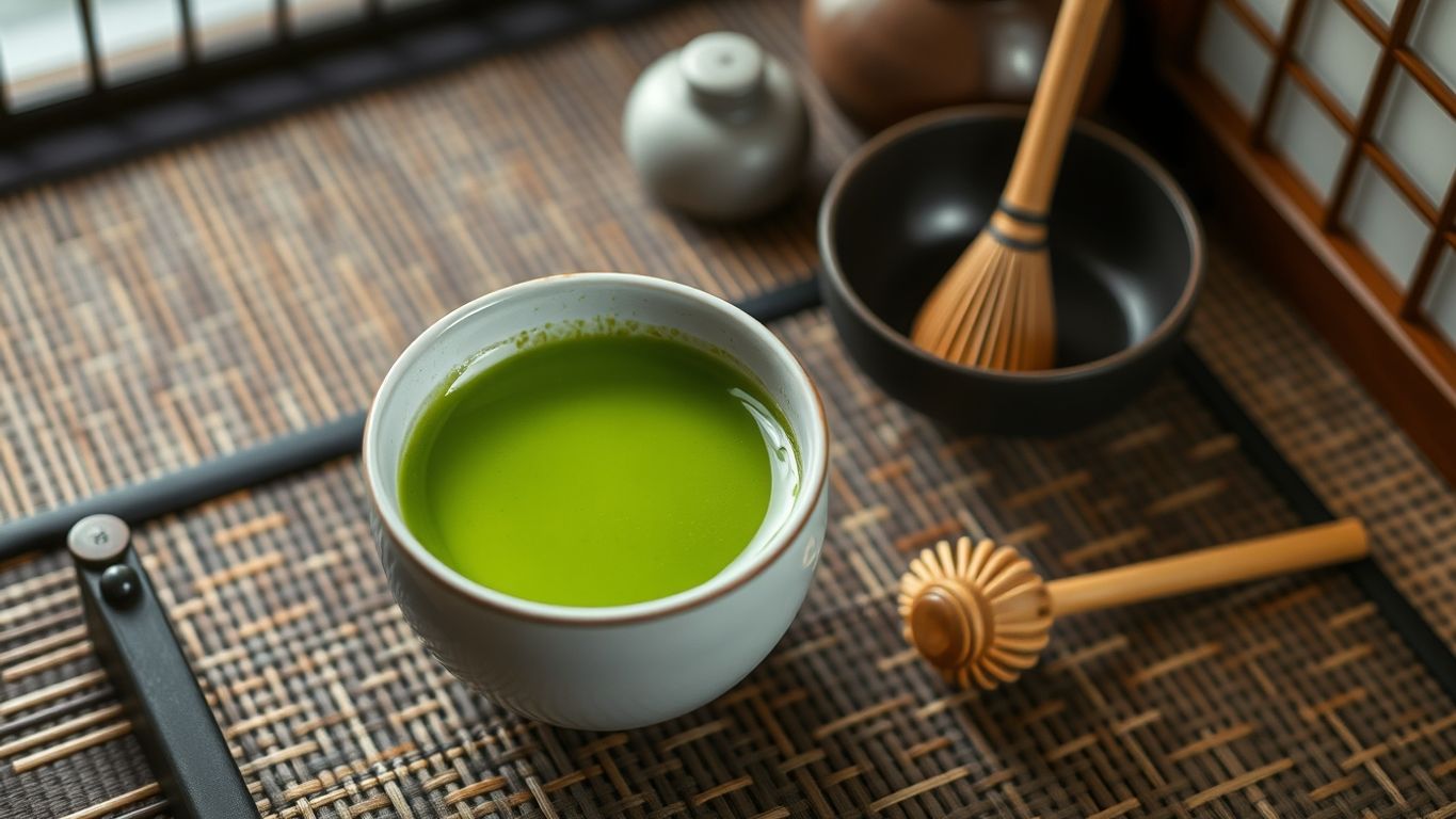 Traditional Japanese tea ceremony with matcha tea