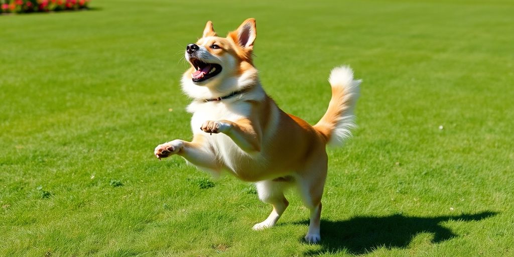 A dog performing advanced tricks in a sunny park.