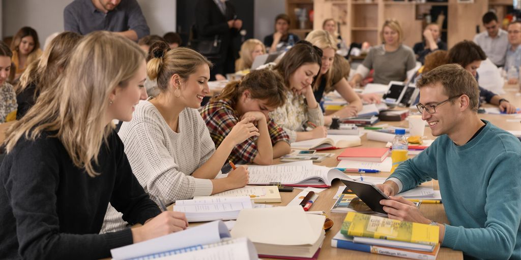 Studierende im Deutschunterricht, aktiv und motiviert.