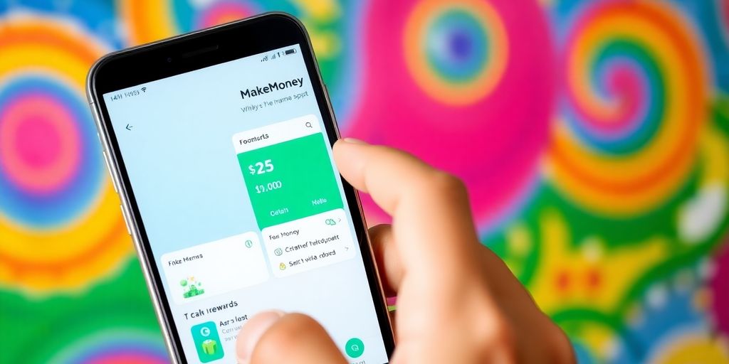 Imagem do aplicativo MakeMoney em um smartphone.
