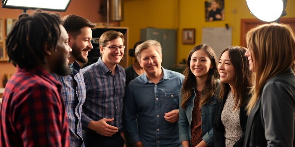 Behind-the-scenes photo of Startup Netflix cast on set.