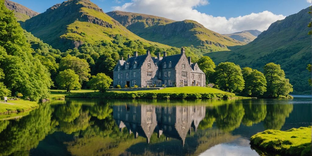 Gougane Barra Hotel by a serene lake