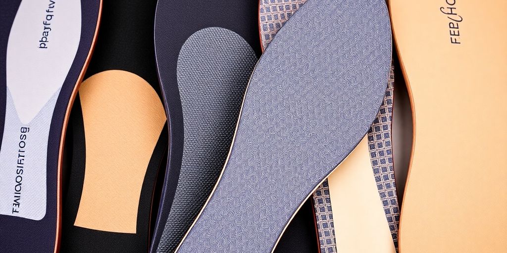 Colorful insoles for women's shoes on a white background.